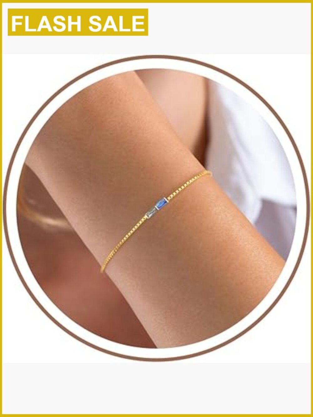 Dainty Gold Layered Birthstone Bracelet Adjustable 14k Plated Charm Bracelet